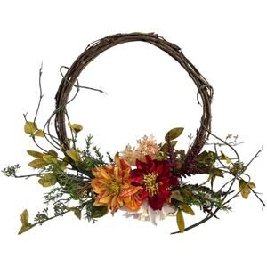 Rustic Fall Floral Grapevine Wreath Autumn Home Décor 17"